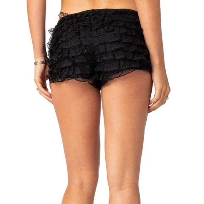 Lamuusaa y2k Bloomers for Women Coquette Aesthetic Clothes Low Waist Ruffle Lace Pumpkin Pants Victorian Pettipants Underwear