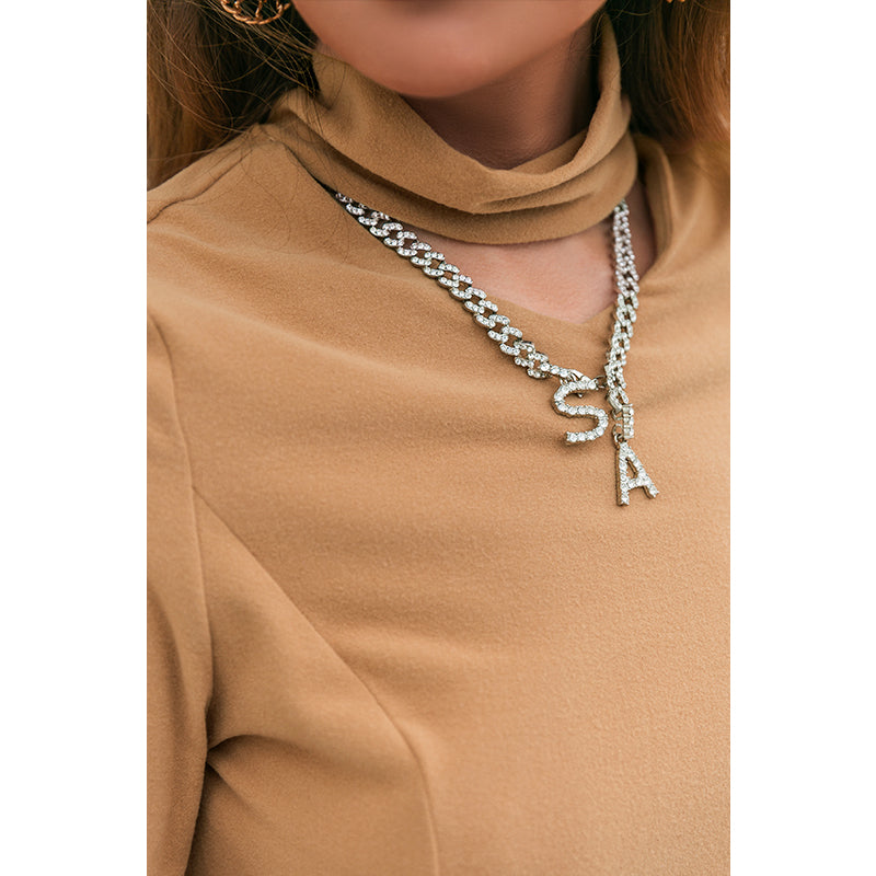 Elegant Lady Turtleneck Basic Dress Winter Solid High Split Slim Warm Dress Long Sleeve Collar Hollow Out Winter Dress