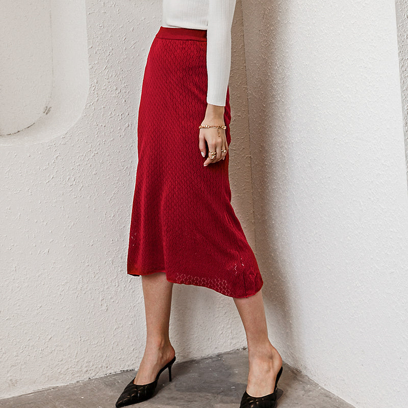 Simplee Sexy Wine Red Autumn Winter Solid Women Skirt Office Lady High Waist Female Bud New Fashion Chic Vintage Dress