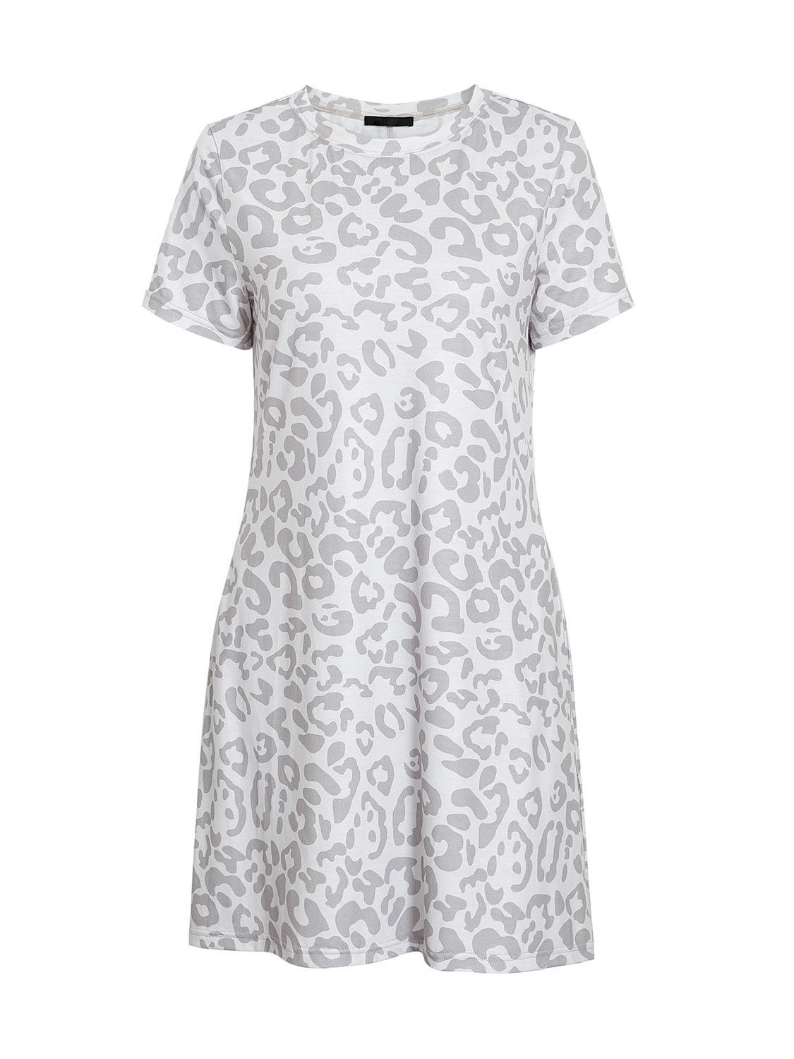 New Women Short Sleeve T-Shirt Dress Printed O Neck Ruffle Flare Casual Mini Dresses with Pockets