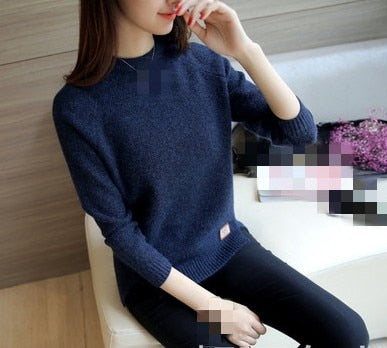Korean version fashion joker pure color short paragraph sweater
