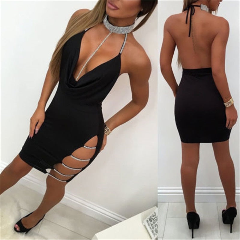 Sexy Chocker Cocktail Short Mini Dress