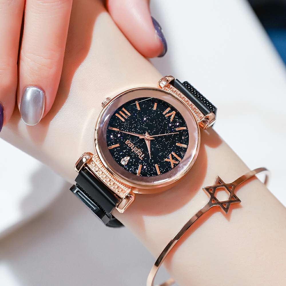 Starry Sky Watch Magnet Flowers Surface Watch Women Box Bracelet Set For Gift