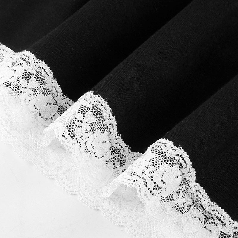 2021 Summer New Vintage Sweet Bow Lace Trim Aesthetics Sexy High Waist Black Skirts Y2k Mini Bodycon Short Skirt 90s Clubwear