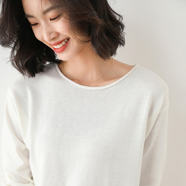O-neck Stylish Knitted Long-Sleeves Sweater
