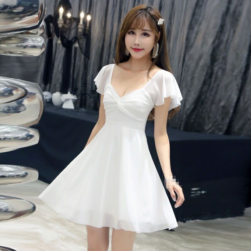 B4049 2020 new Sexy women's fashion short sleeve night club temperament low cut v collar dress cheap wholesale