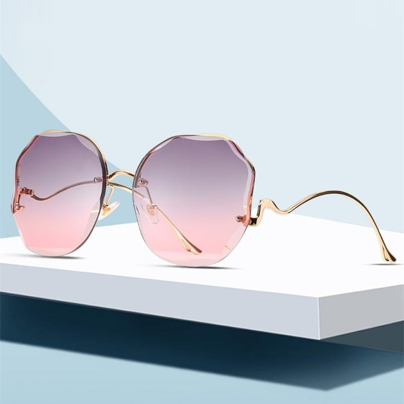 New Round Frame Metal Ocean Sheet Dazzling Coating Sunglasses Cool
