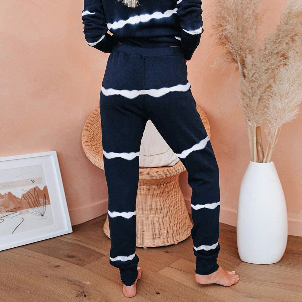 Striped Loose T-shirt Pants Women Casual Lounge Set Tracksuit Matching Sets for Women