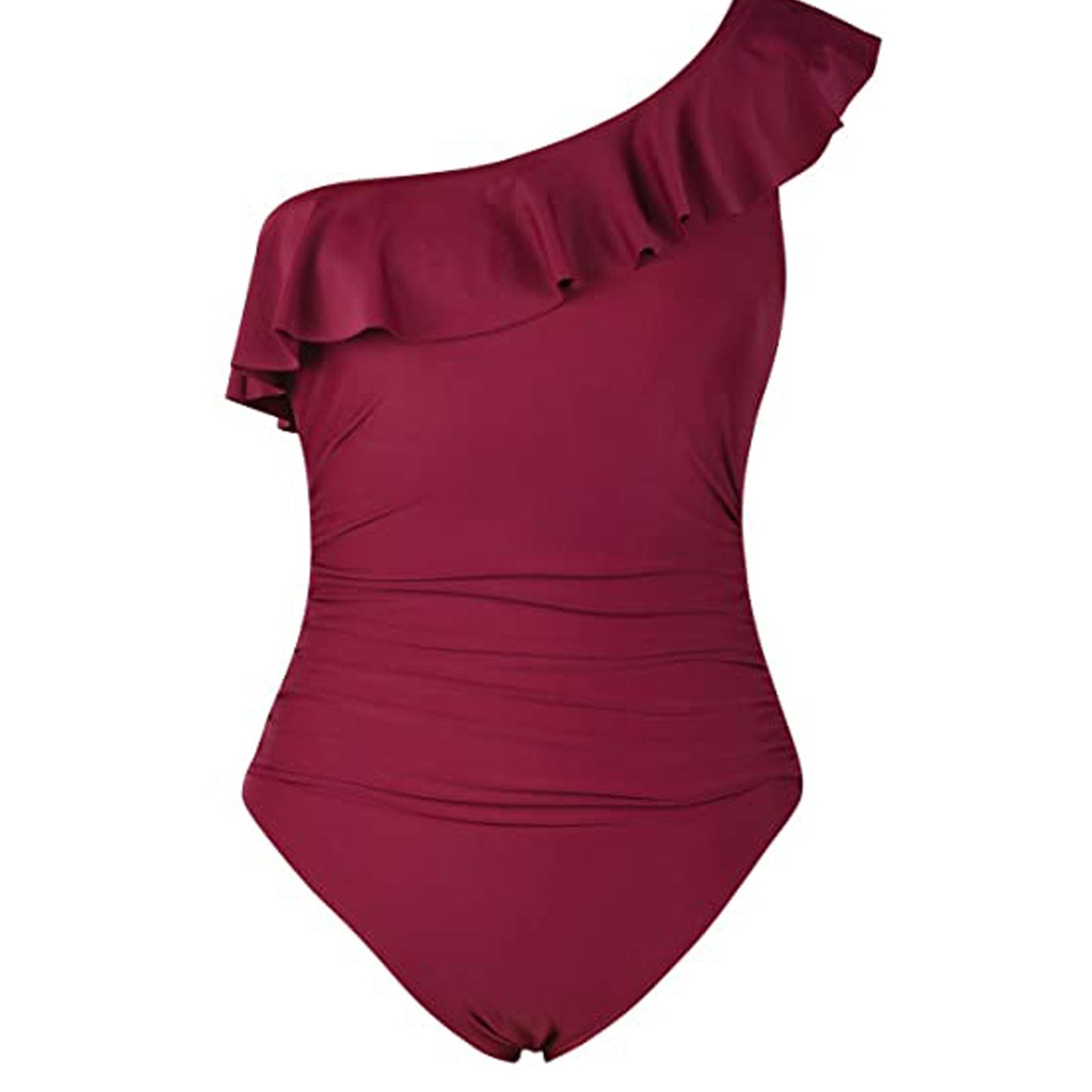 Swimsuits One Shoulder Asymmetric Ruffle Beachwear Solid One-Piece Swimsuit Swimming Suits For Women