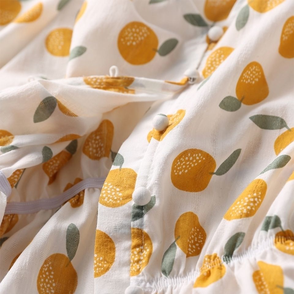 Blouses Women Summer 2020 Sweet Fashion Orange Printed Crop Top Lantern Sleeve Ruffles V-Neck Womens French Shirts Elegant New