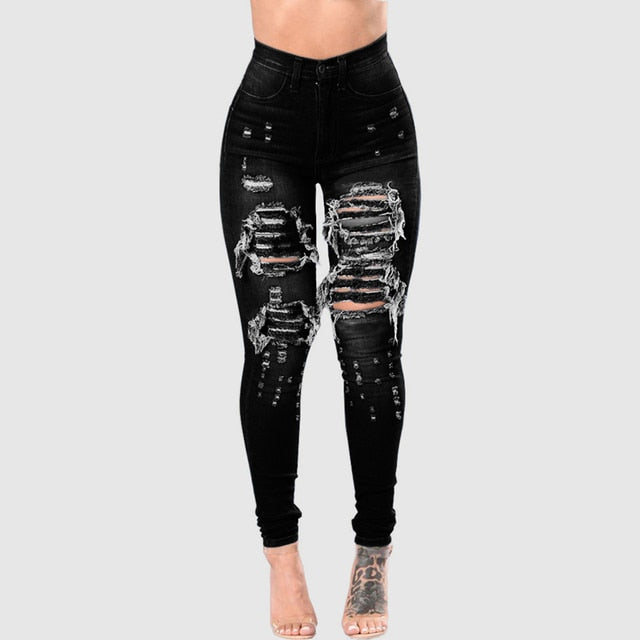 Lady Pants Ripped Jeans for Women Ripped Skinny Jeans Stretch