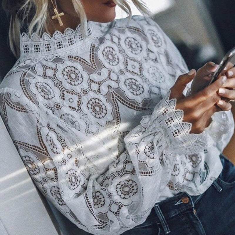 Lace Flower Elegant Blouse Shirts Women