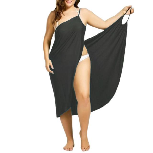 Plus Size Summer Beach Sexy Women Solid Color Wrap Dress Bikini Cover Up Sarongs Women's Clothing Swimwears Cover-Ups Plus Size
