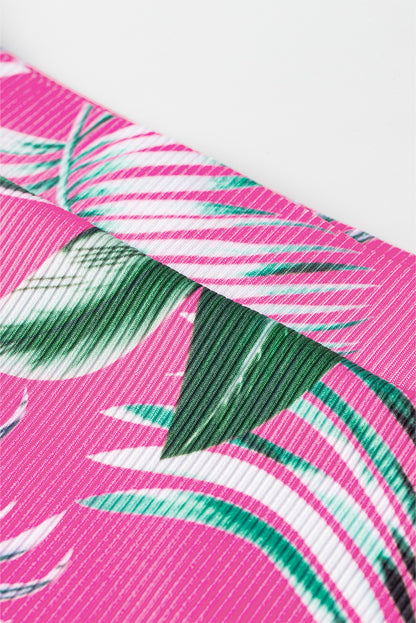 Rose Tropical Print Textured Bikini Bottoms