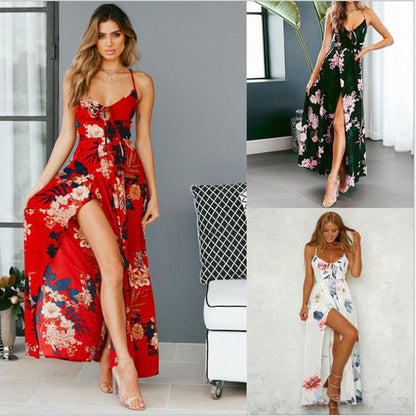 Women Clothing Maxi Dress Printed Large Swing Dress Plus Size Maxi