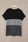 Triple Colorblock Splicing Short Sleeve Mini Dress with Pockets
