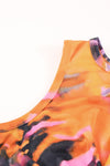 Multicolor Tie Dye Print Hollow Out Wrap Tie Mini Dress