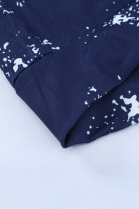 Navy Blue Tie-dye Long Sleeve Mini Dress