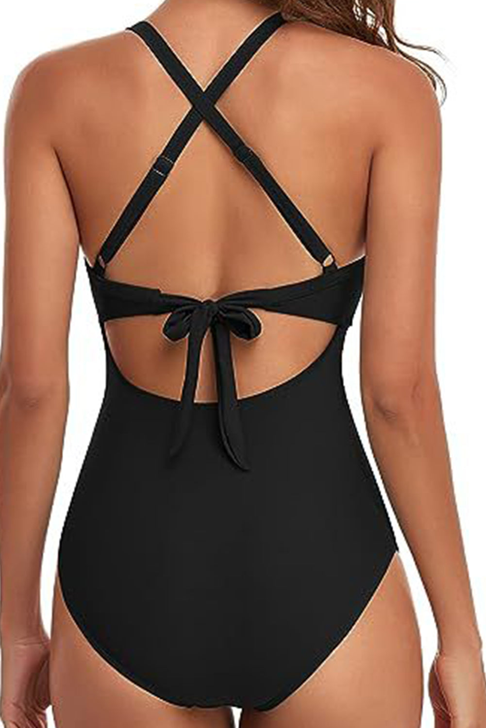 Black Leopard 2-tone Crossed Cutout Backless Monokini