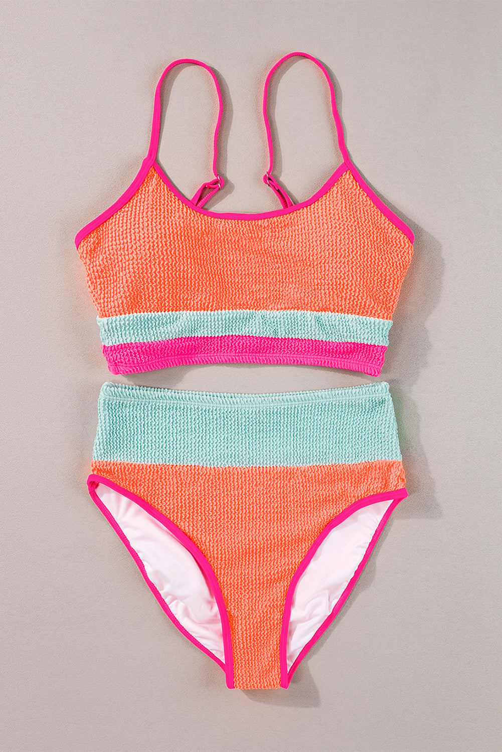 Bonbon Color Block High Waisted Sexy Bikini Set