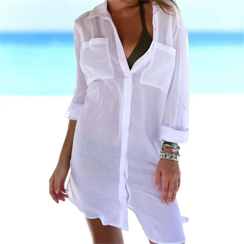 Hot Cotton Tunics for Beach Women Swimsuit Cover-ups Woman Swimwear Beach Cover up Beachwear Mini Dress Saida de Praia