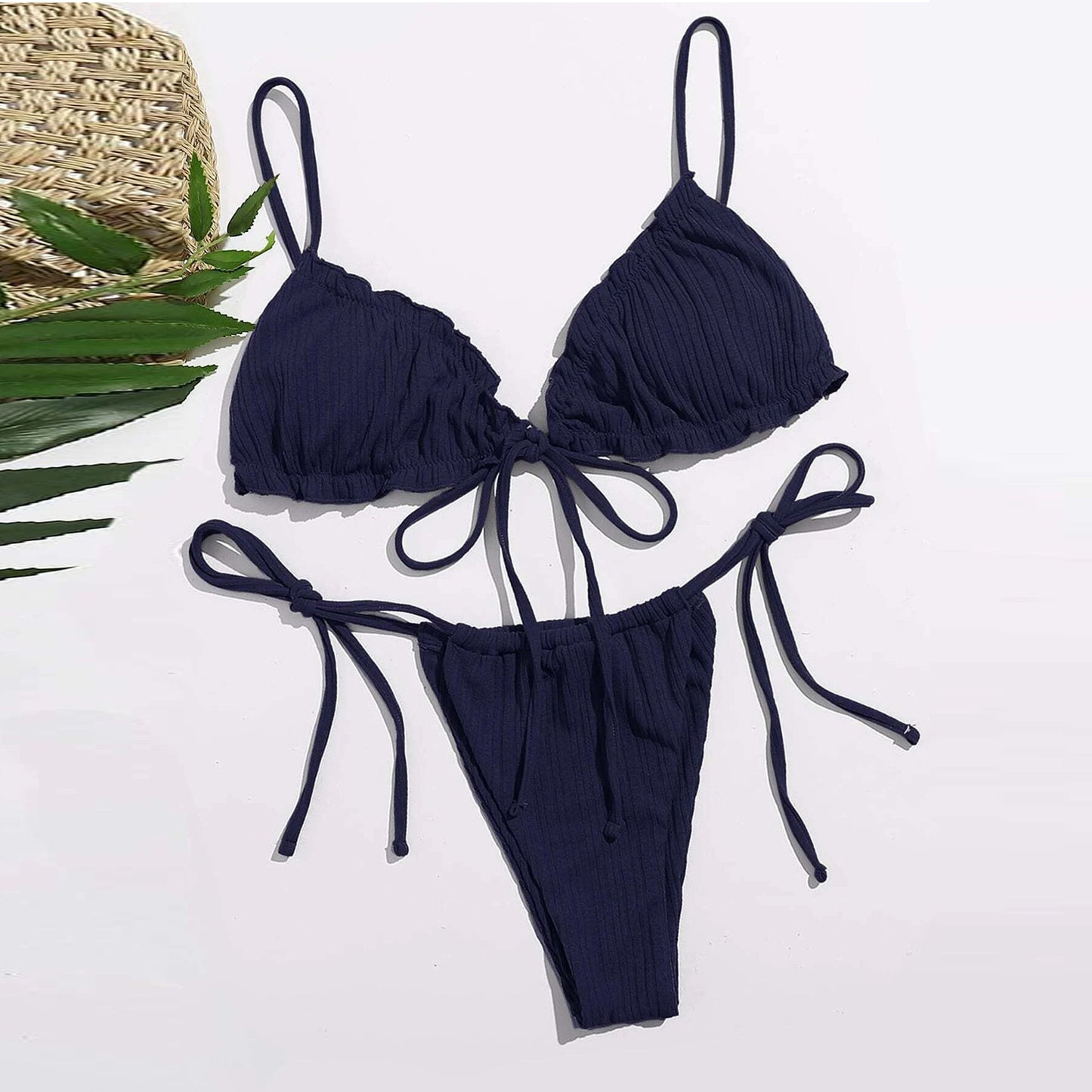 Sexy Green Mini Bikini Swimsuits Women High Waist Wireless Lady Swimwear Bandage Three Points Trendy Women Swimsuit Bath Suits