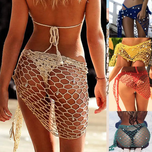 Summer Hot Women Beach Weave Hand Crochet Wrap Shawls Sexy Bikini Cover Up Sunscreen Nets Skirt Mesh Tunic Pareo Beachwear