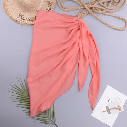 Sexy Style Women Solid Pareo Beach Bikini Cover Up Wrap Skirt Sarong Beachwear Bathing Suit Beachwear Swimsuit