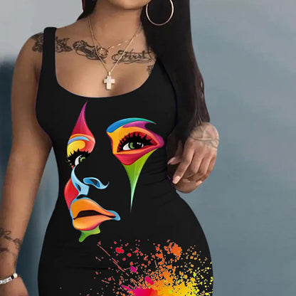 Black Sexy Dress Popular Sexy Painted Dress Women  Clothing