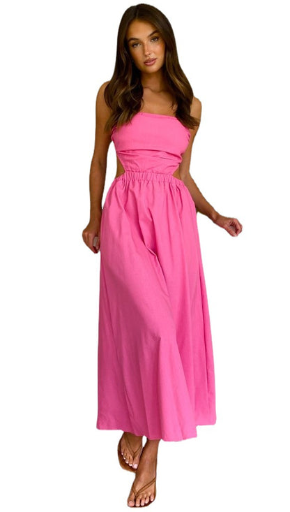 Sundress Sundress Spring Summer Office Solid Color Cropped Outfit Strapless Long Type Dress