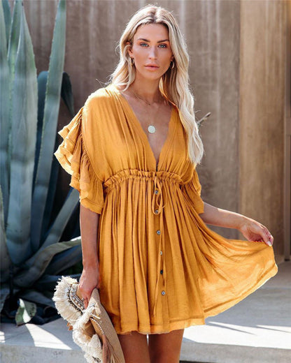 Maternity Dress Summer Beach Dress Women's Pregnant V-neck Solid Ruffled Sexy Dress Photography Props Breastfeeding Vestidos