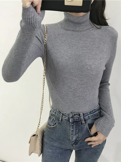 Turtleneck Sweater Womens 2024 Autumn Winter Tops Korean Slim Women Pullover Jumper Knitted Sweater Pull Femme Hiver Truien