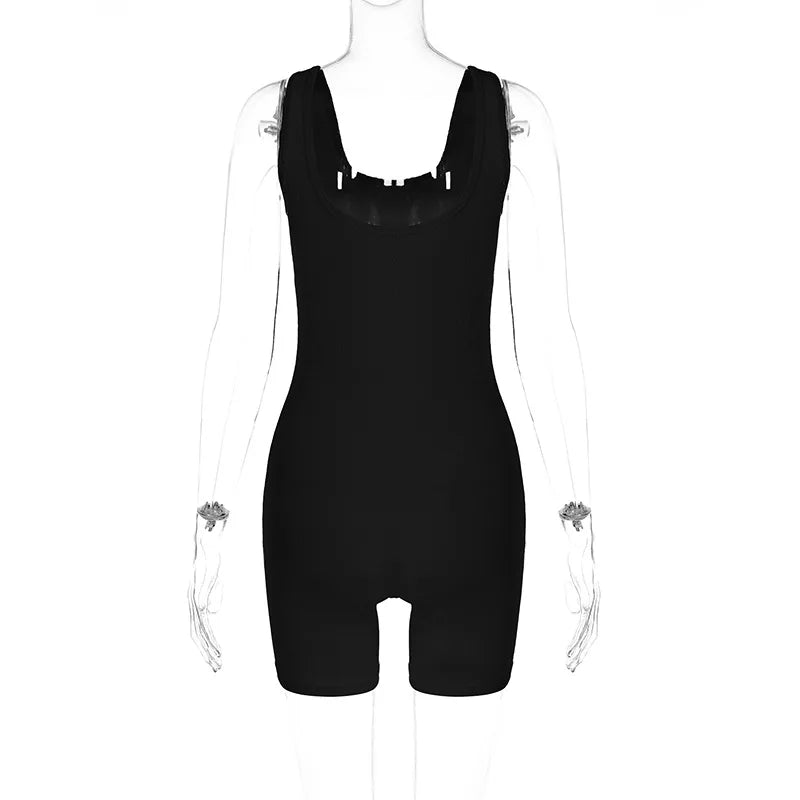 Hawthaw Women Sleeveless Bodycon Streetwear Romper Playsuit Short Jumpsuit 2024 Summer Clothes Wholesale Items For Business