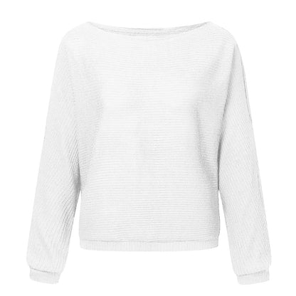 Women's Casual Loose Solid Sexy One Shoulder Stitching Long Sleeved Knitted Top Women's Autumn and Winter Long Sleeve Blouse Top