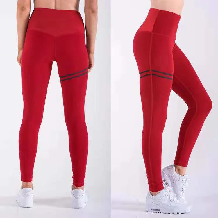 High Waist Sport Pants Women's Fitness Sport Leggings Stripe Printing Elastic Gym Workout Tights Running Trousers Woman Pants