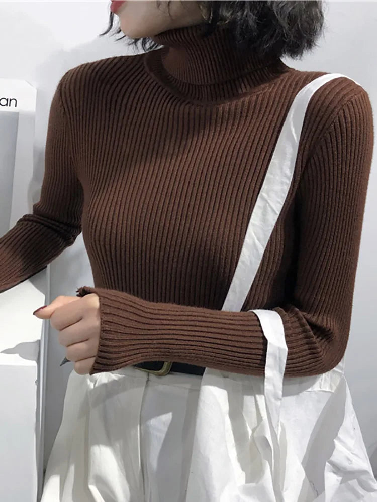 Turtleneck Sweater Womens 2024 Autumn Winter Tops Korean Slim Women Pullover Jumper Knitted Sweater Pull Femme Hiver Truien