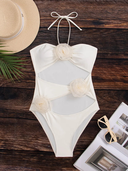 Swimwear Women New One Piece Swimsuit Bikini 3D Flower Ladies Swimsuit Bikini