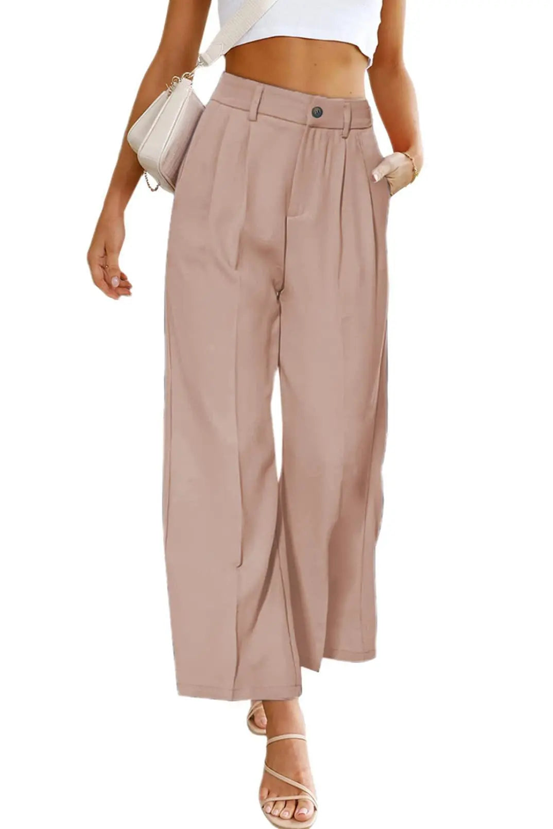 2023 Spring/Summer New Cross Border European and American Women's Casual Wide Leg Formal Pants High Waist Button Long with