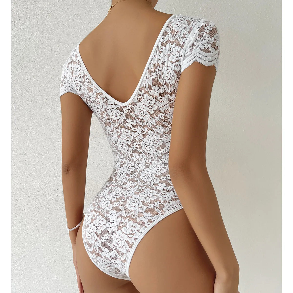 Womens Embroidery Floral Contrast Lace Teddy Bodysuit Sexy V Neck Backless Elegant Bodysuits Y2K Night Club Party Leotards Tops