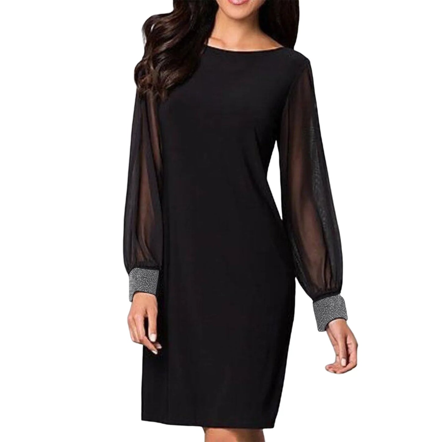 Long Sleeve Dress Solid Color Bodycon Straight Black Dresses For Women Elegant Mini Sparkly Sequin Party Dresses For Women 2024