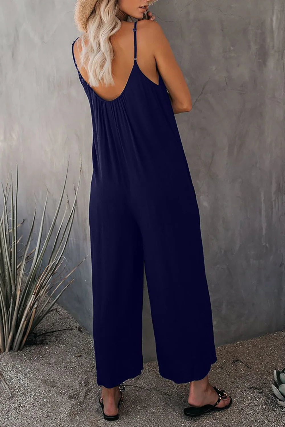 Loose Wide Leg American Jumpsuit Women Suspender Summer New Pockets Pants Casual Strap Female Solid Straight Seaside Clothing