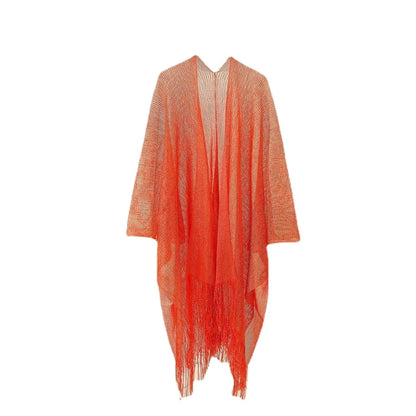 2023 Swimsuit Cover-ups  Fashion Tassel Gold Bikini Beach Cover Up Sexy Beach Dress Tunics for Women Summer Wear See Through