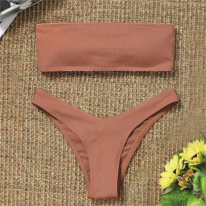 Sexy Hot High Waist Bikini Set Two Piece Swimsuit Women Tummy Control Swimwear Luxury Tankinis Spring Summer Beach Mujer Suit