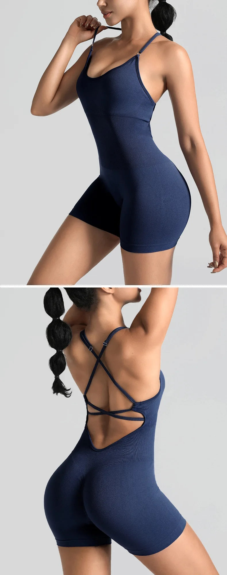 Women Bodysuits Hip Lift One Pcs Short Sport Yoga Rompers Sexy Backless Lace Bandage Skinny Sporty Wear Playsuits XHFZ-BX001