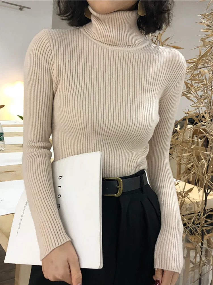 Turtleneck Sweater Womens 2024 Autumn Winter Tops Korean Slim Women Pullover Jumper Knitted Sweater Pull Femme Hiver Truien