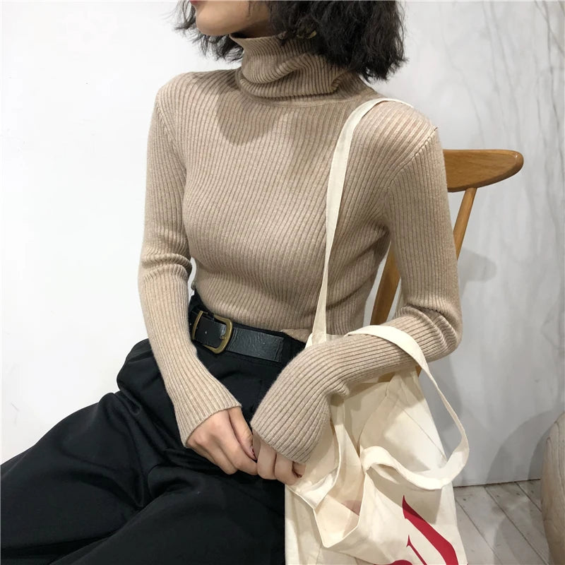 Turtleneck Sweater Womens 2024 Autumn Winter Tops Korean Slim Women Pullover Jumper Knitted Sweater Pull Femme Hiver Truien