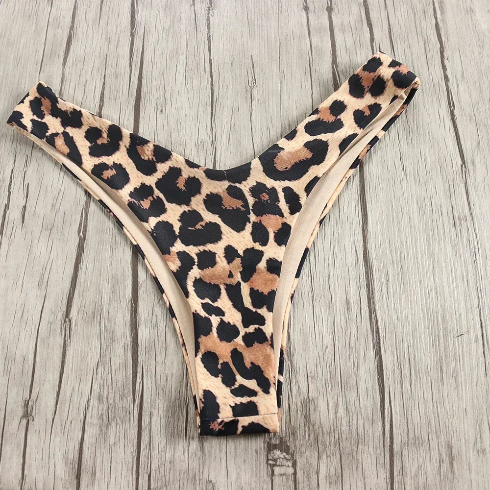 Sexy Women Bikini Swimsuit Push-up Bra Bikini Set Two Piece Swim Suit Swimwear Low-waisted Beachwear Leopard Bathing