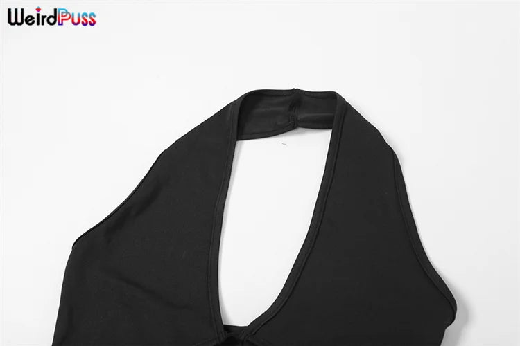 Weird Puss Backless Sexy Women Playsuit Hollow Halter Body-Shaping One Pieces Slim Fit Ladies Yoga Workout Streetwear Bodycon