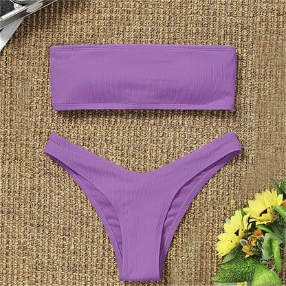 Sexy Hot High Waist Bikini Set Two Piece Swimsuit Women Tummy Control Swimwear Luxury Tankinis Spring Summer Beach Mujer Suit