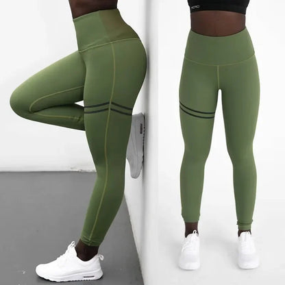 High Waist Sport Pants Women's Fitness Sport Leggings Stripe Printing Elastic Gym Workout Tights Running Trousers Woman Pants